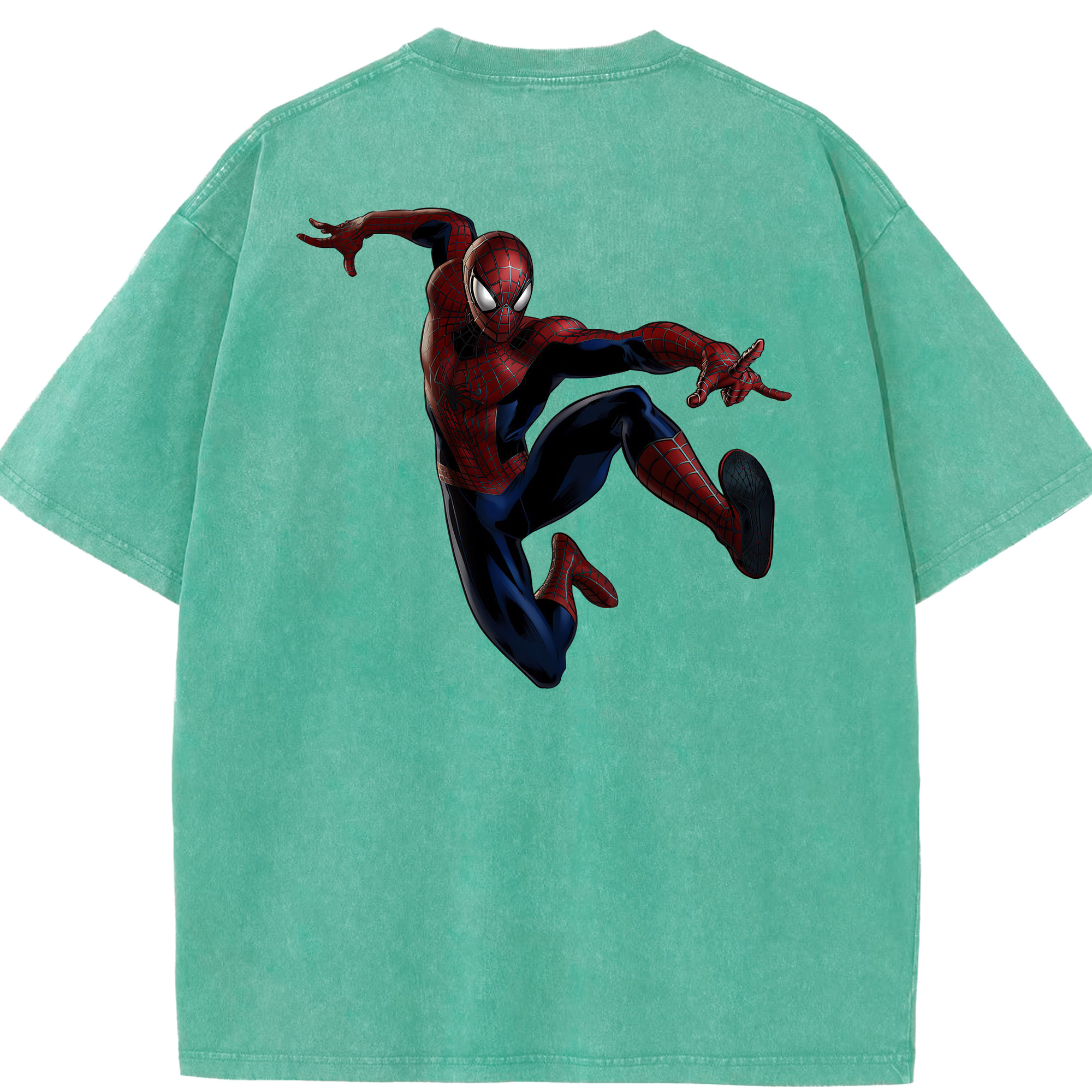 （画像用） Spider Man スパイダーマン 綿100% ヴィンテージ風 半袖Tシャツ（背面プリント）